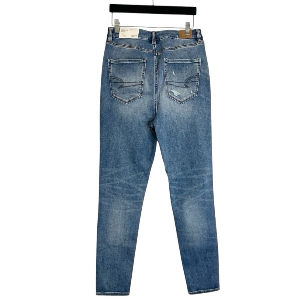 American Eagle Curvy Highest Rise Jegging Jeans Distressed Size 12 W31 NWT - Picture 3 of 10